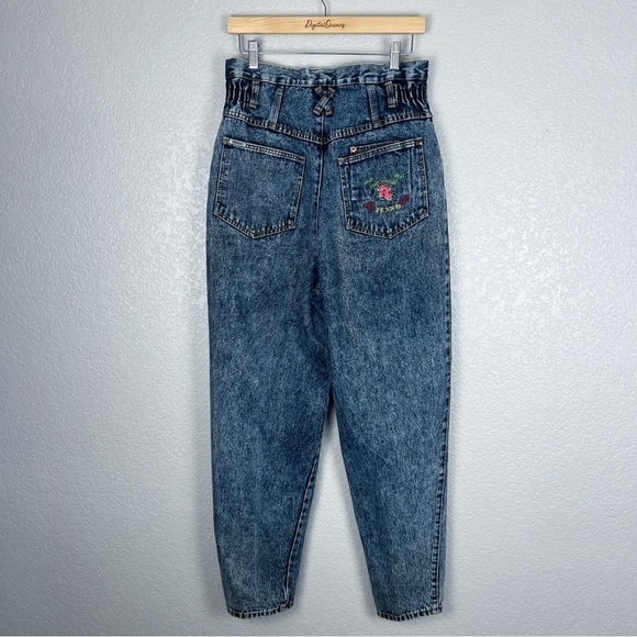 Jordache Vintage 80's Stonewash Jeans Embroidered Rose Logo High-Rise 13/14 - Picture 5 of 13